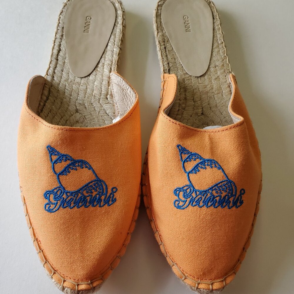 Ganni Embroidered Espadrille Slides